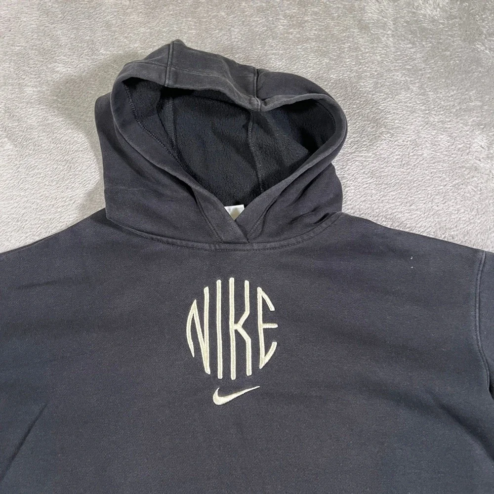 Nike NSW Sweater Girls Large Black Cropped‎ French Terry Hoodie Pullover Fleece